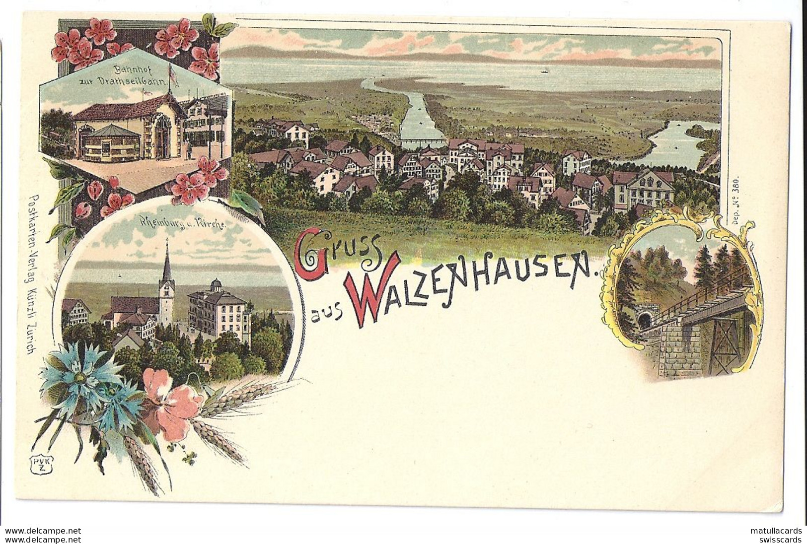 Gruss Aus WALZENHAUSEN: 4-Bild-Litho Mit Bahnhof~1900 - Walzenhausen