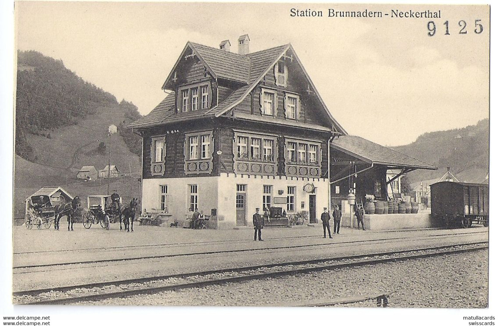 BRUNNADERN: Bahnhof Animiert Mit Kutschen ~1910 - Brunnadern