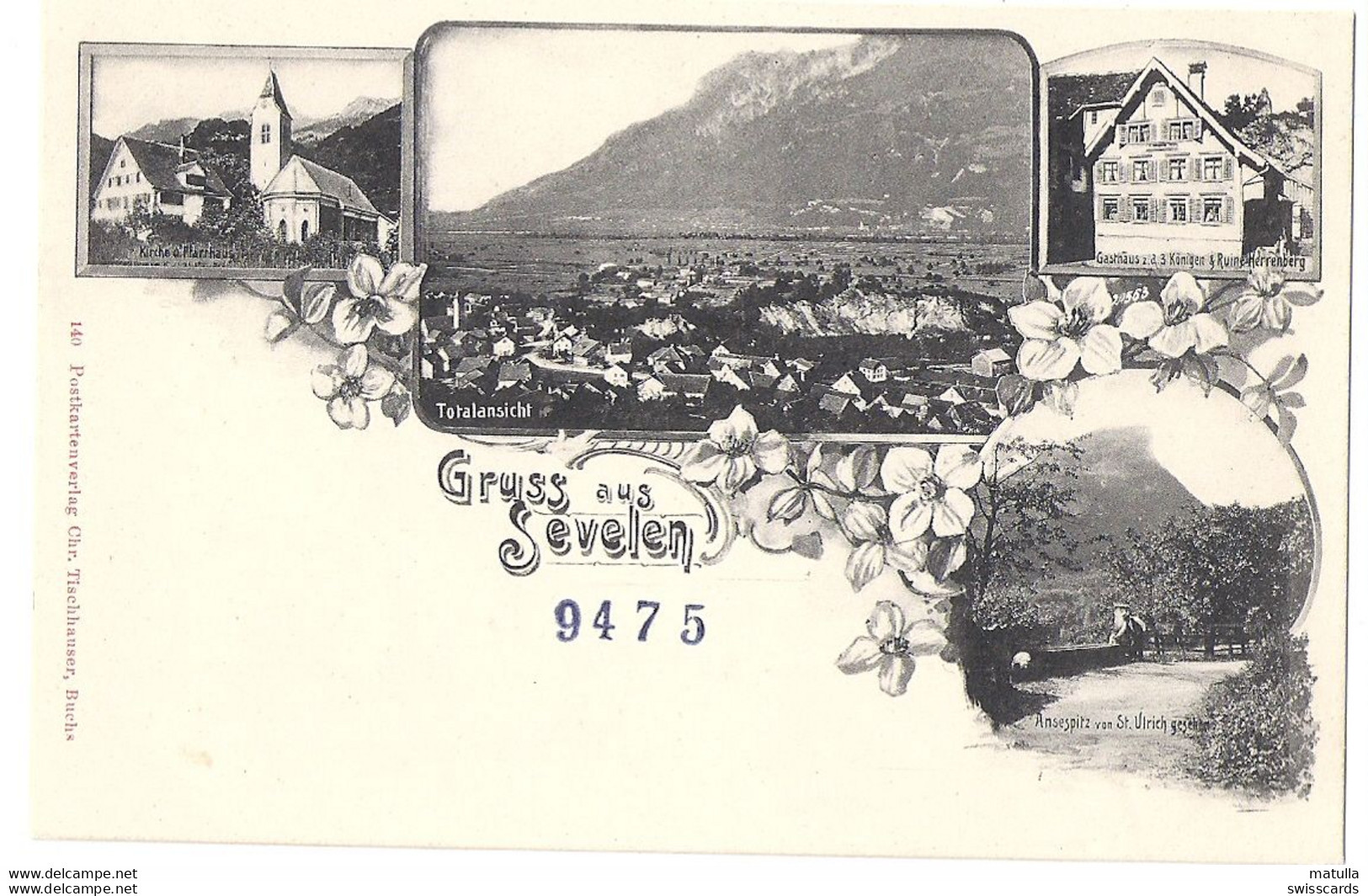 GRuss Aus SEVELEN: 4-Bild-AK Mit Gasthaus 3 Könige ~1900 - Sevelen