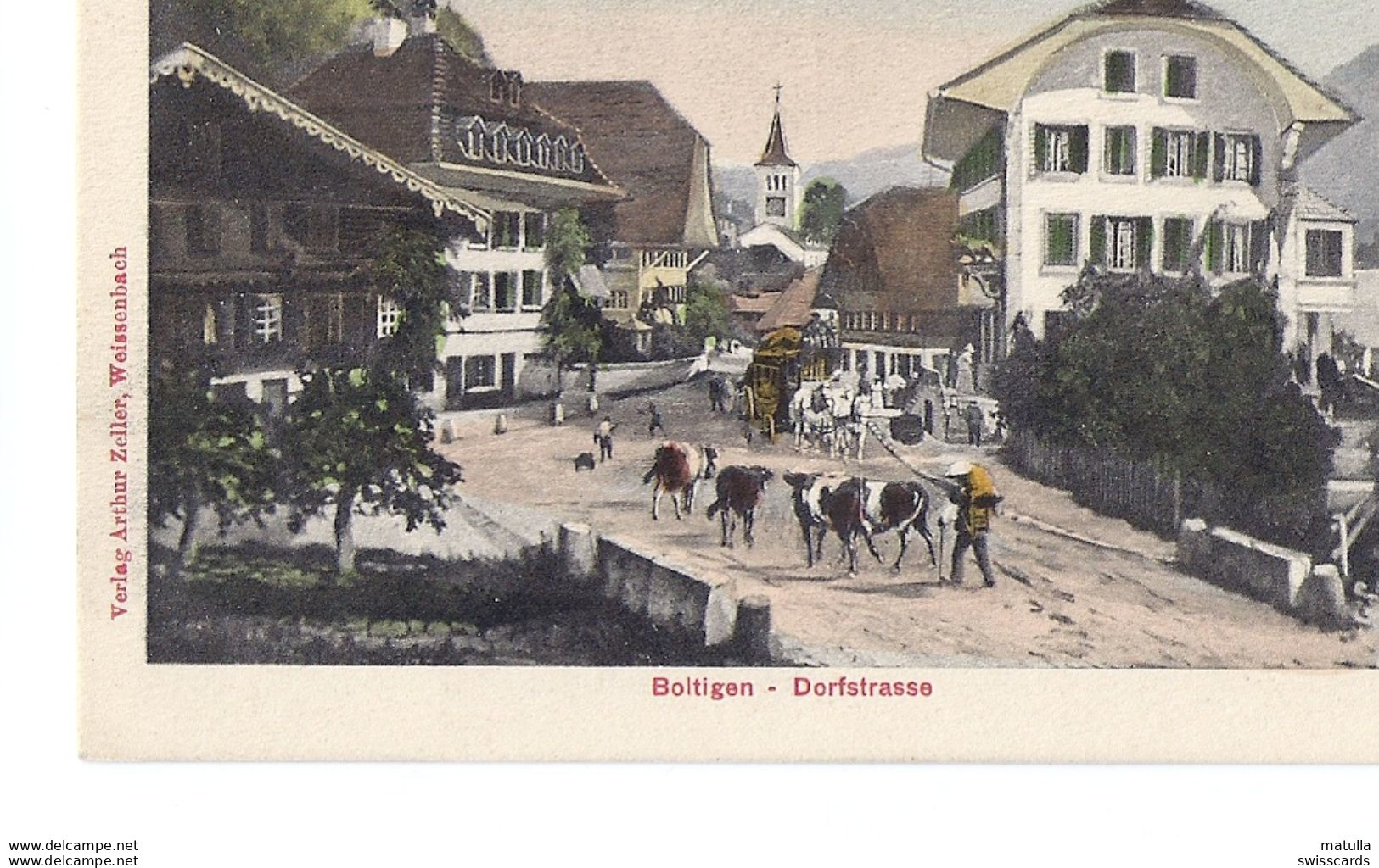 BOLTIGEN: Dorfpassage, Bauern Mit Kühen ~1910 - Boltigen