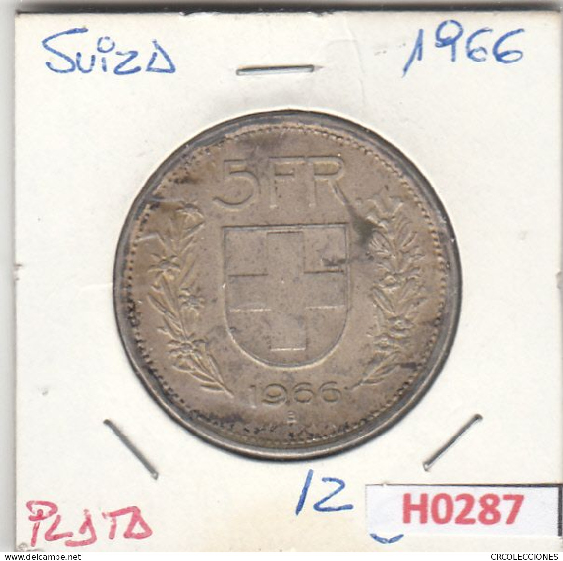 H0287 MONEDA SUIZA 1966 5 FRANCOS PLATA MBC - Autres & Non Classés