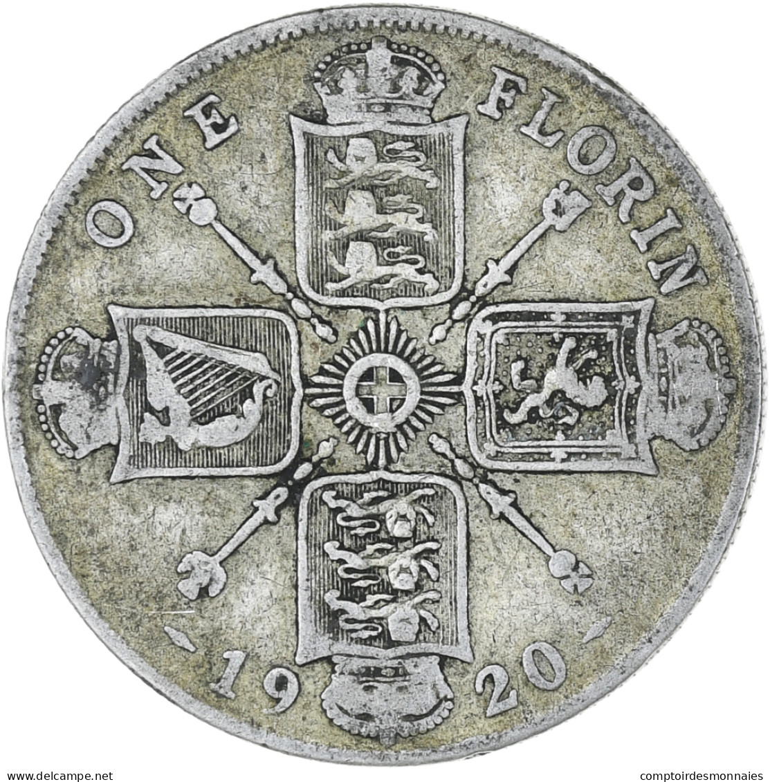 Grande-Bretagne, George V, Florin, Two Shillings, 1920, TB, Argent, KM:817a - J. 1 Florin / 2 Schillings