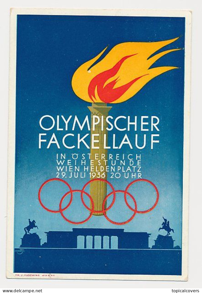 Postcard / Postmark Winter Olympic Games Garmisch Partenkirchen Austria 1936 -  Zeppelin Flight - Torch Relay Vienna - Hiver 1936: Garmisch-Partenkirchen