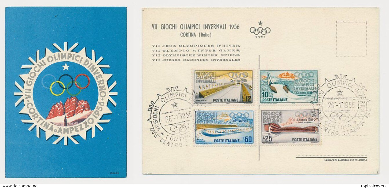 Postcard / Postmark Winter Olympic Games Cortina DÁmpezzo  Italy 1956 - Invierno 1956: Cortina D'Ampezzo