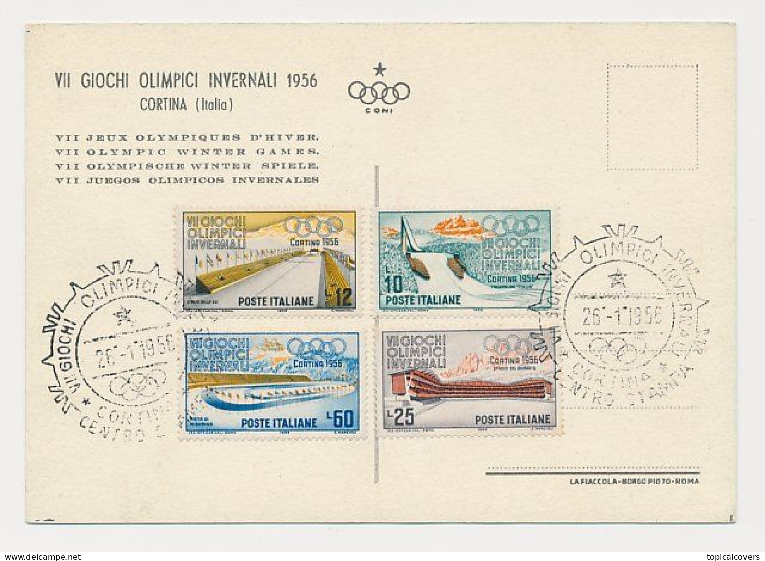 Postcard / Postmark Winter Olympic Games Cortina DÁmpezzo  Italy 1956 - Inverno1956: Cortina D'Ampezzo