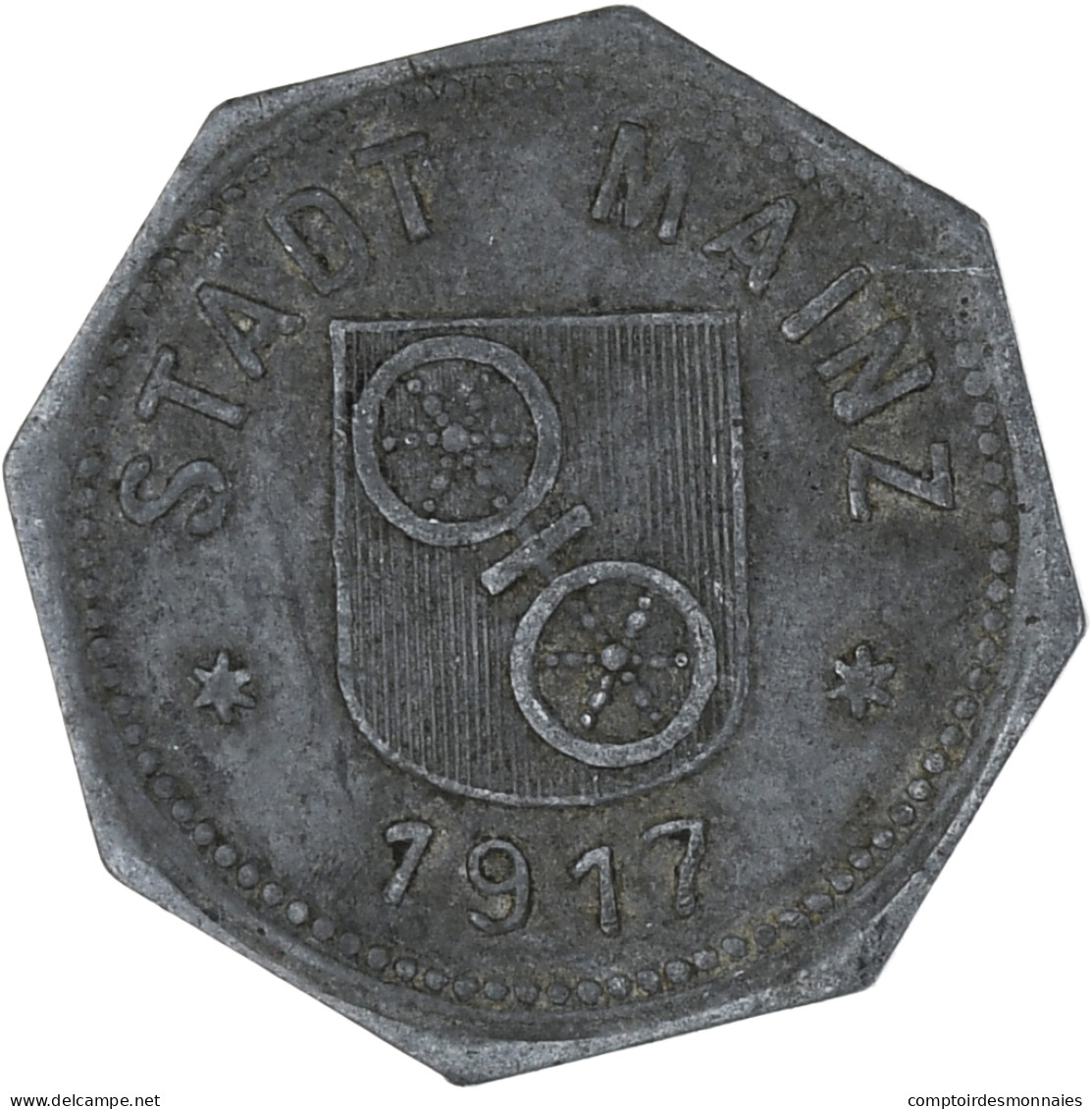 Allemagne, Stadt Mainz, Kleingeldersatzmarke, 10 Pfennig, 1917, TTB, Zinc - Notgeld