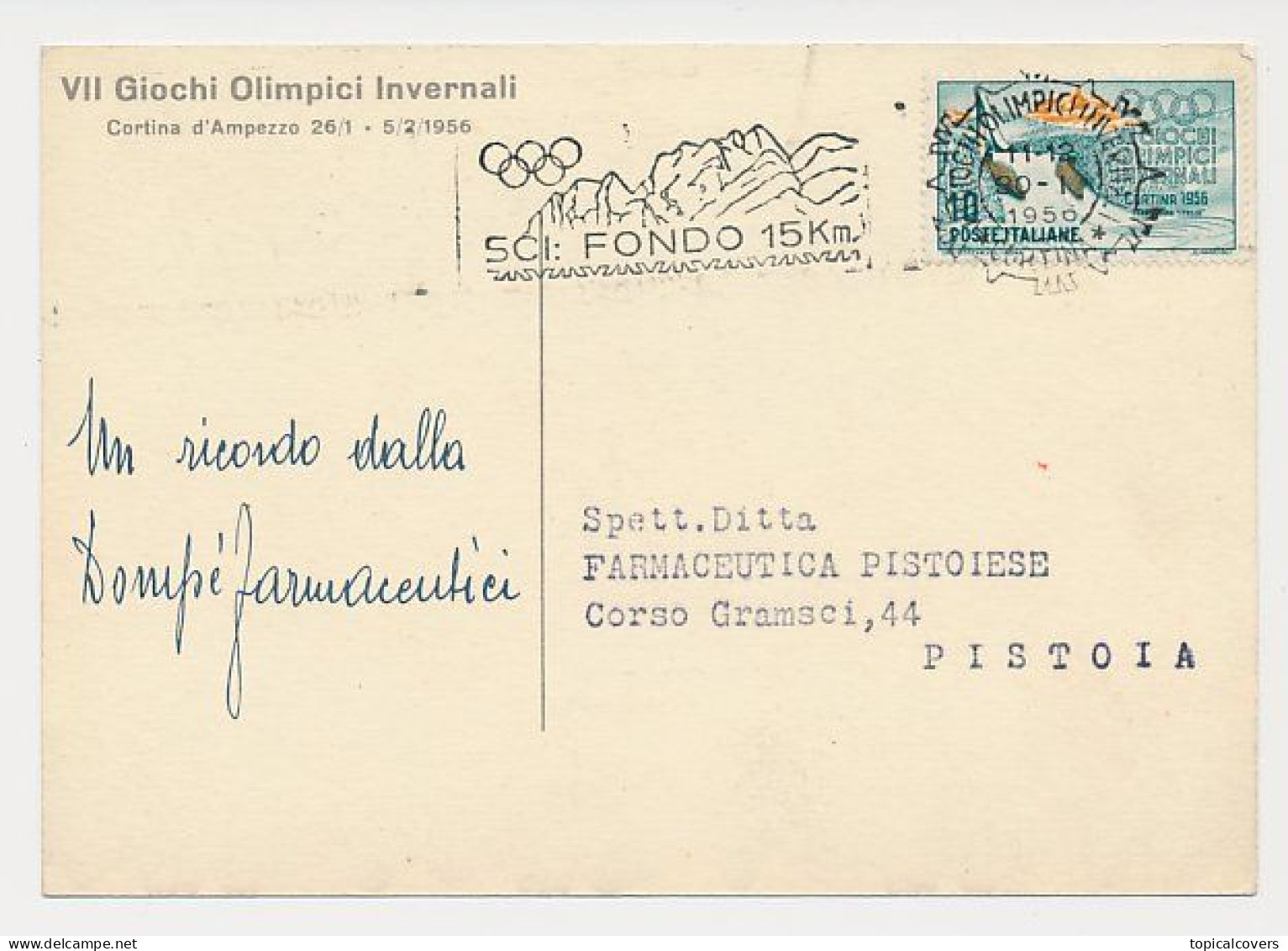 Postcard / Postmark Winter Olympic Games Cortina DÁmpezzo  Italy 1956 - Zomer 1952: Helsinki