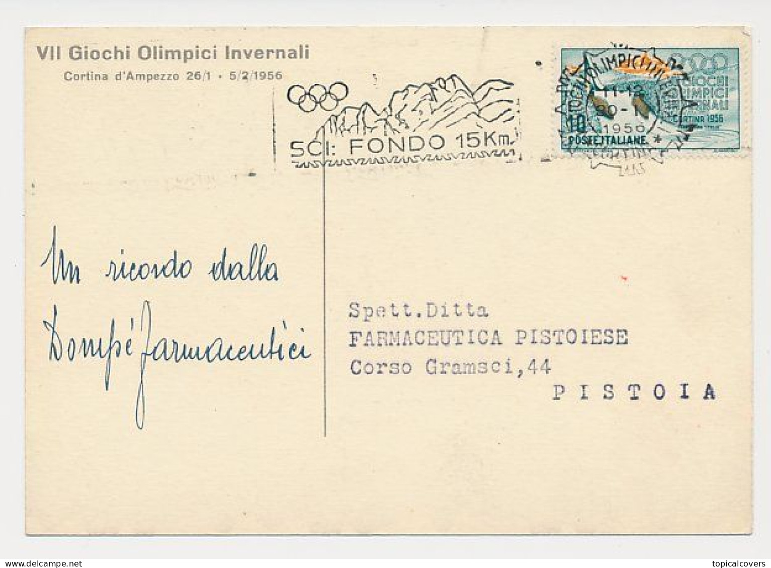 Postcard / Postmark Winter Olympic Games Cortina DÁmpezzo  Italy 1956 - Verano 1952: Helsinki