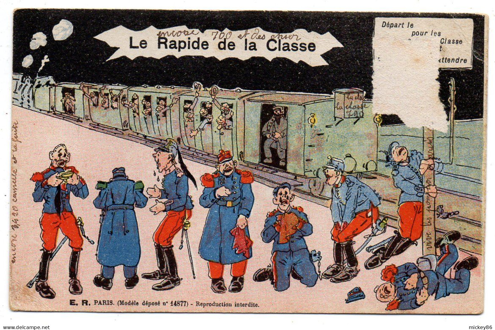 Militaria--Humour--" Le Rapide De La Classe "---  Timbre Absent - Humoristiques