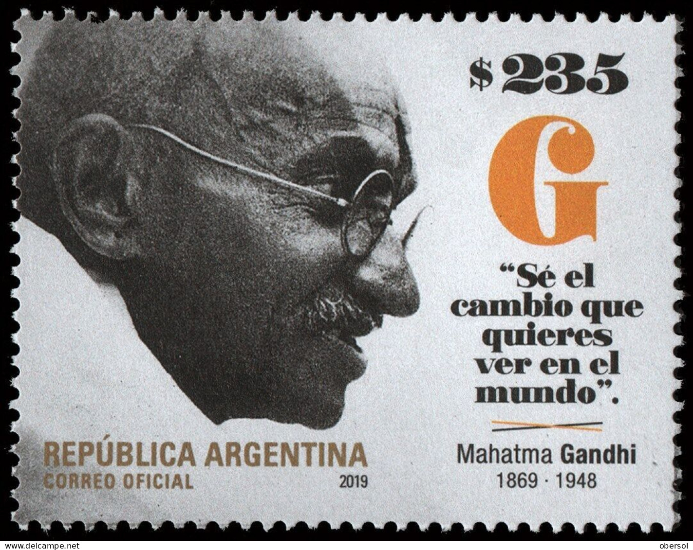 Argentina 2019 Mahatma Gandhi 150 Birth Anniversary MNH Stamp - Nuovi