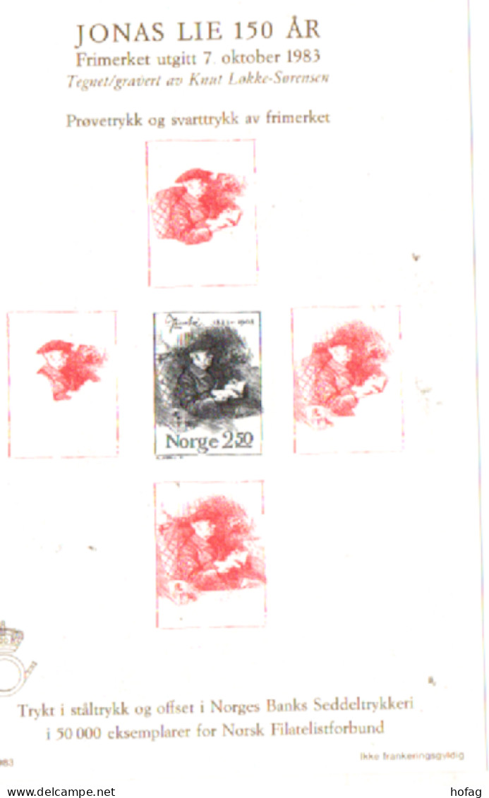 Norwegen 1983 Sonderdruck Nr.890 150.Geb. Jonas Lie Postfrisch Norway MNH - Brieven En Documenten