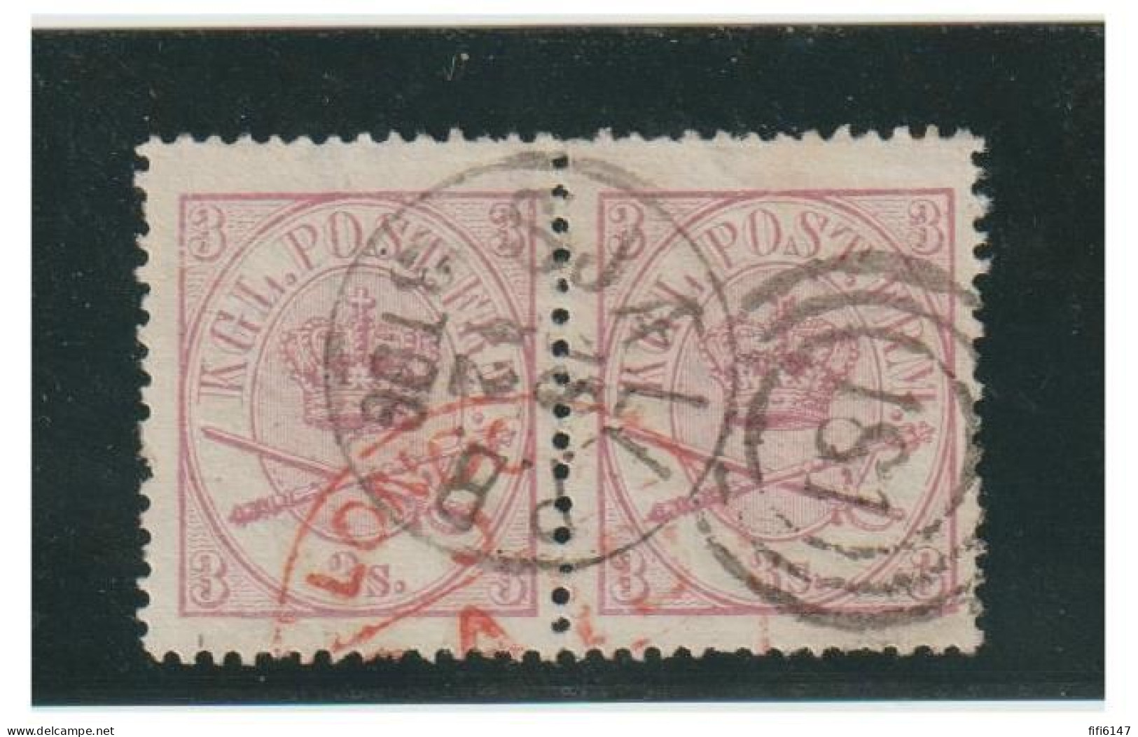 DANEMARK -- 1864 --Facit N°12 -- Paire Du 3skill Oblitérée - Used Stamps