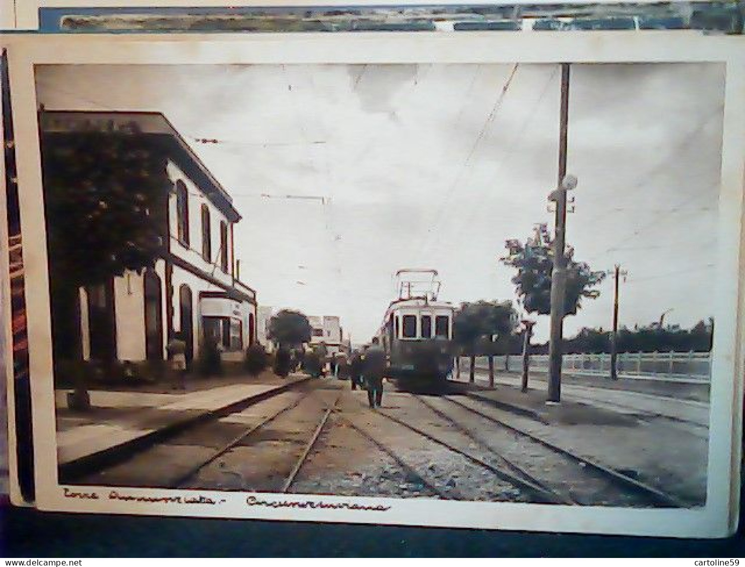 TORRE ANNUNZIATA -NAPOLI - STAZIONE DELLA CIRCUNVESUVIANA CON TRENO ANIMATA N1935 BRUNO  JN2455 - Torre Annunziata