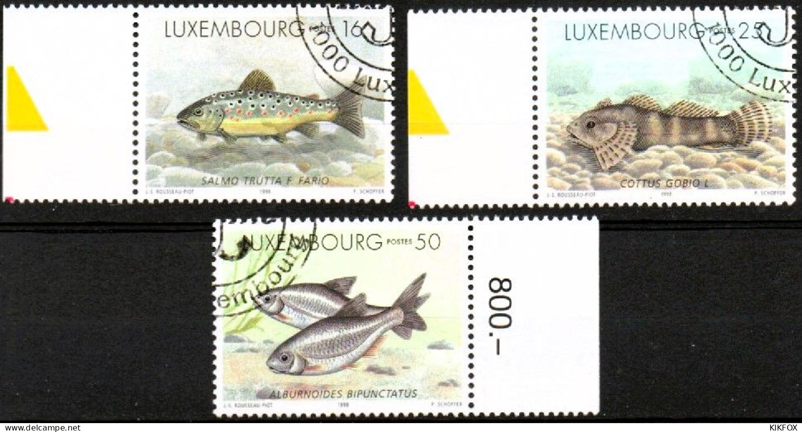 Luxembourg, Luxemburg, 1998, MI 1437 - 1439, YT 1387 - 1389,  SÜSSWASSERFISCHE  GESTEMPELT,  OBLITERE - Gebruikt