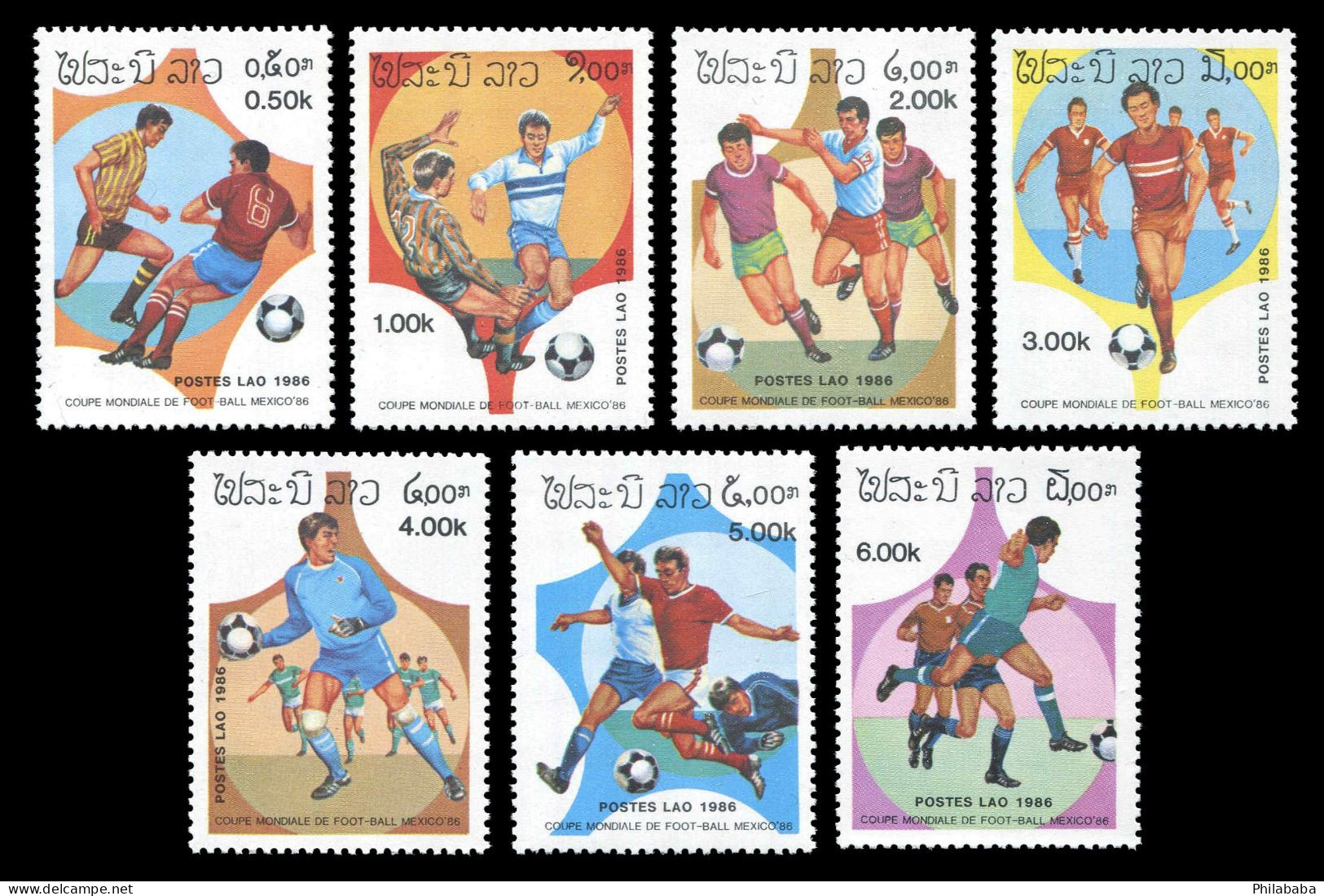 LAOS 1986 - YT 692-698 ; Mi# 882-888 ; Sc 677-683 MNH Football - Laos