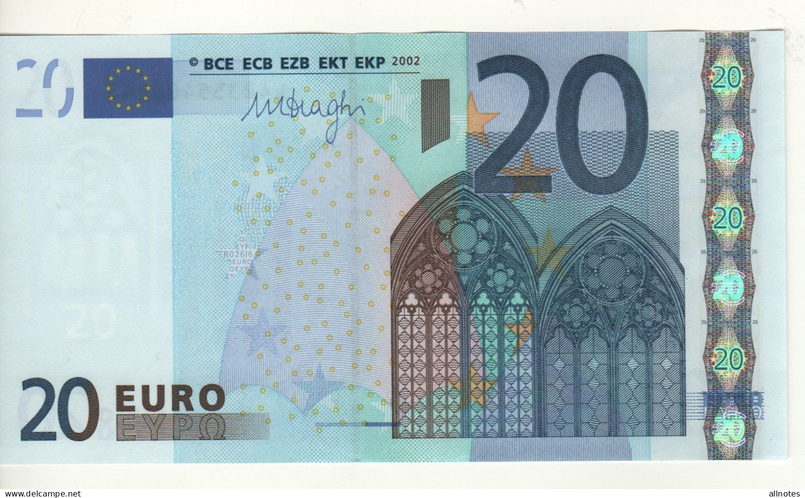 20 EURO  "L"   FINLAND    Firma Draghi    R 026 I6     /  FDS  -  UNC - 20 Euro