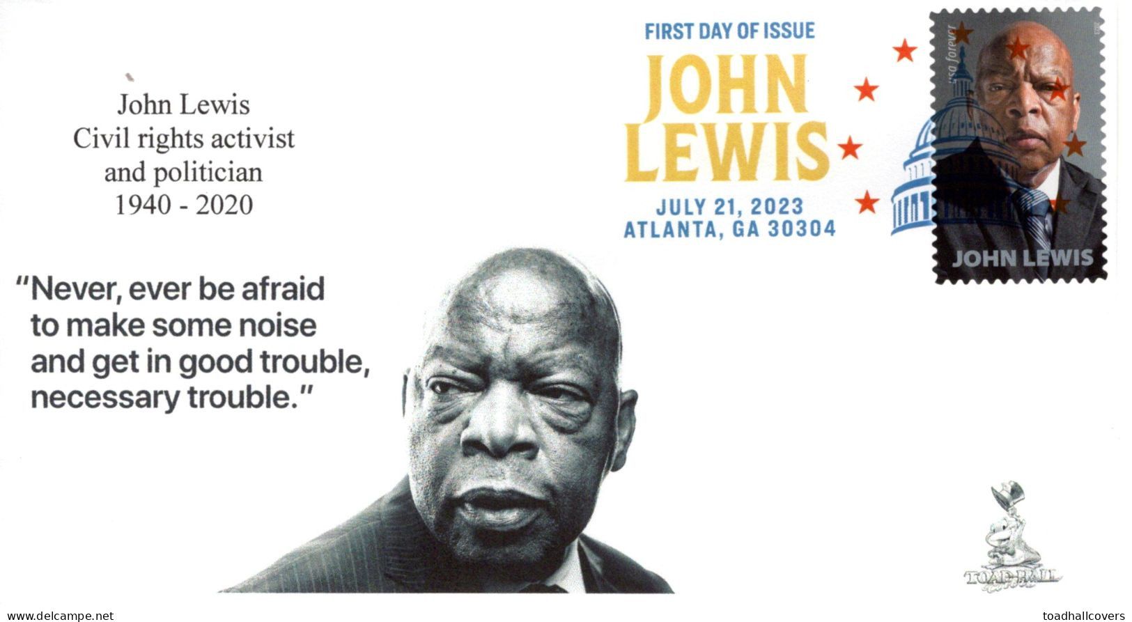 John Lewis (2023) First Day Cover, With Digital Color Pictorial (DCP) Postmark From Atlanta, GA - 2011-...