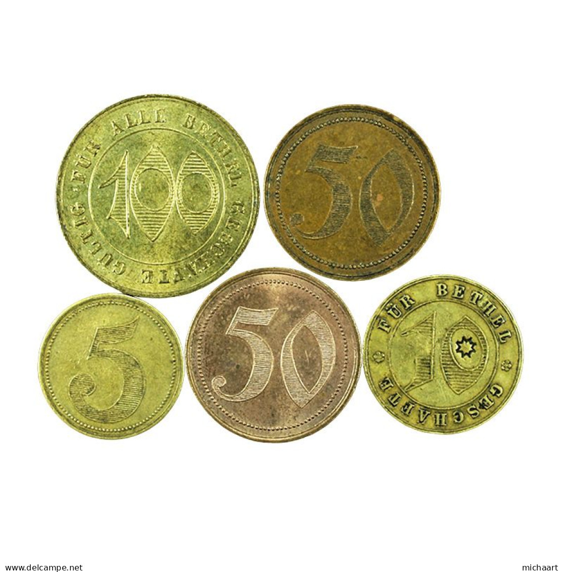 Token Bielefeld Bethel Shops Lot Of 5 Germany 5 10 50 100 Pfennig 03761 - Monétaires/De Nécessité