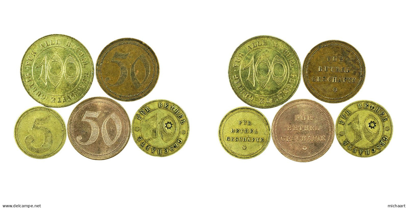 Token Bielefeld Bethel Shops Lot Of 5 Germany 5 10 50 100 Pfennig 03761 - Monedas/ De Necesidad