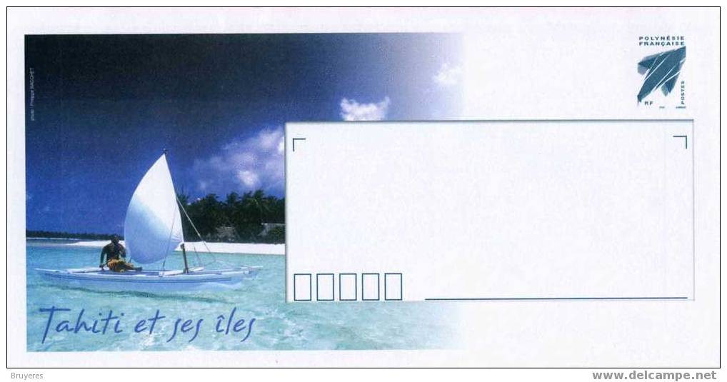 PAP De 2006 De POLYNESIE Avec Timbre "Emblème Postal (bleu)" Et Repiquage "Tahiti Et Ses îles" - Intérieur Blanc - Prêt-à-poster