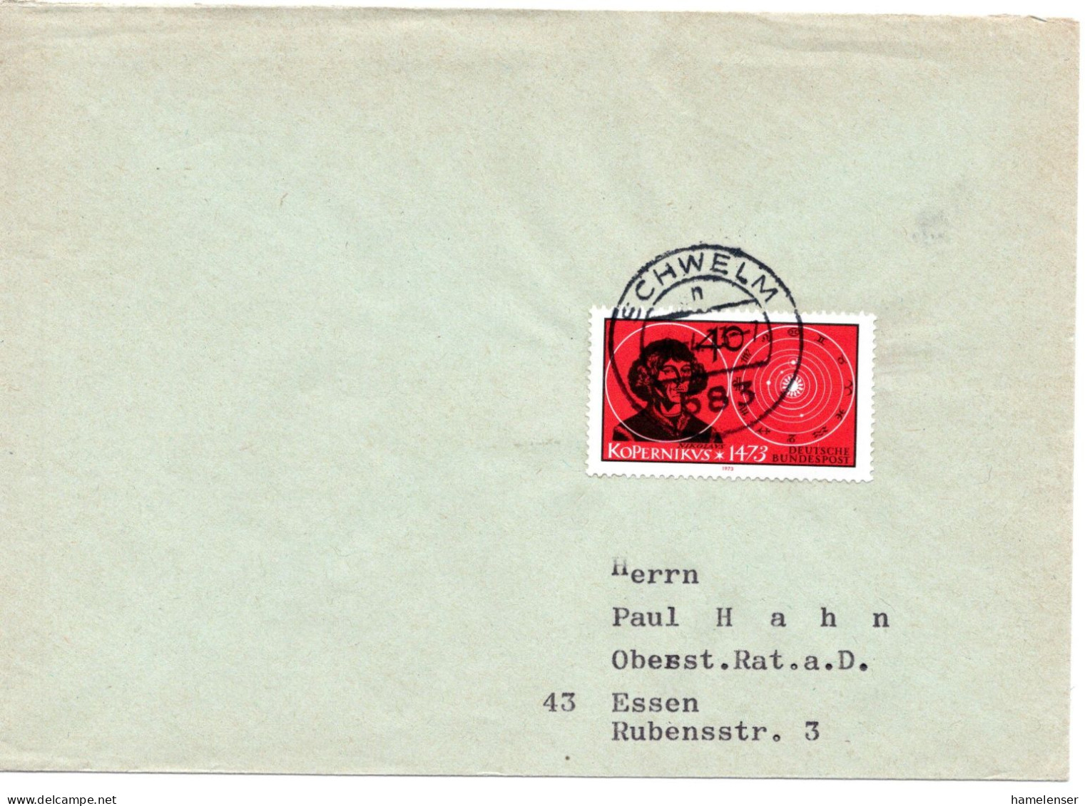 59690 - Bund - 1973 - 40Pfg Kopernikus EF A Bf SCHWELM -> Essen - Astronomy