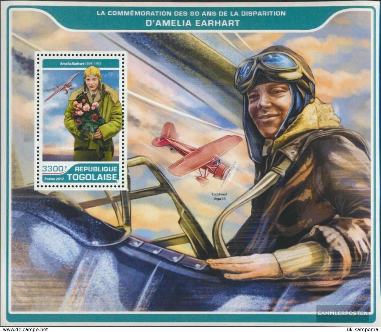 Togo Miniature Sheet 1433 (complete. Issue) Unmounted Mint / Never Hinged 2017 Amelia Earhart - Togo (1960-...)