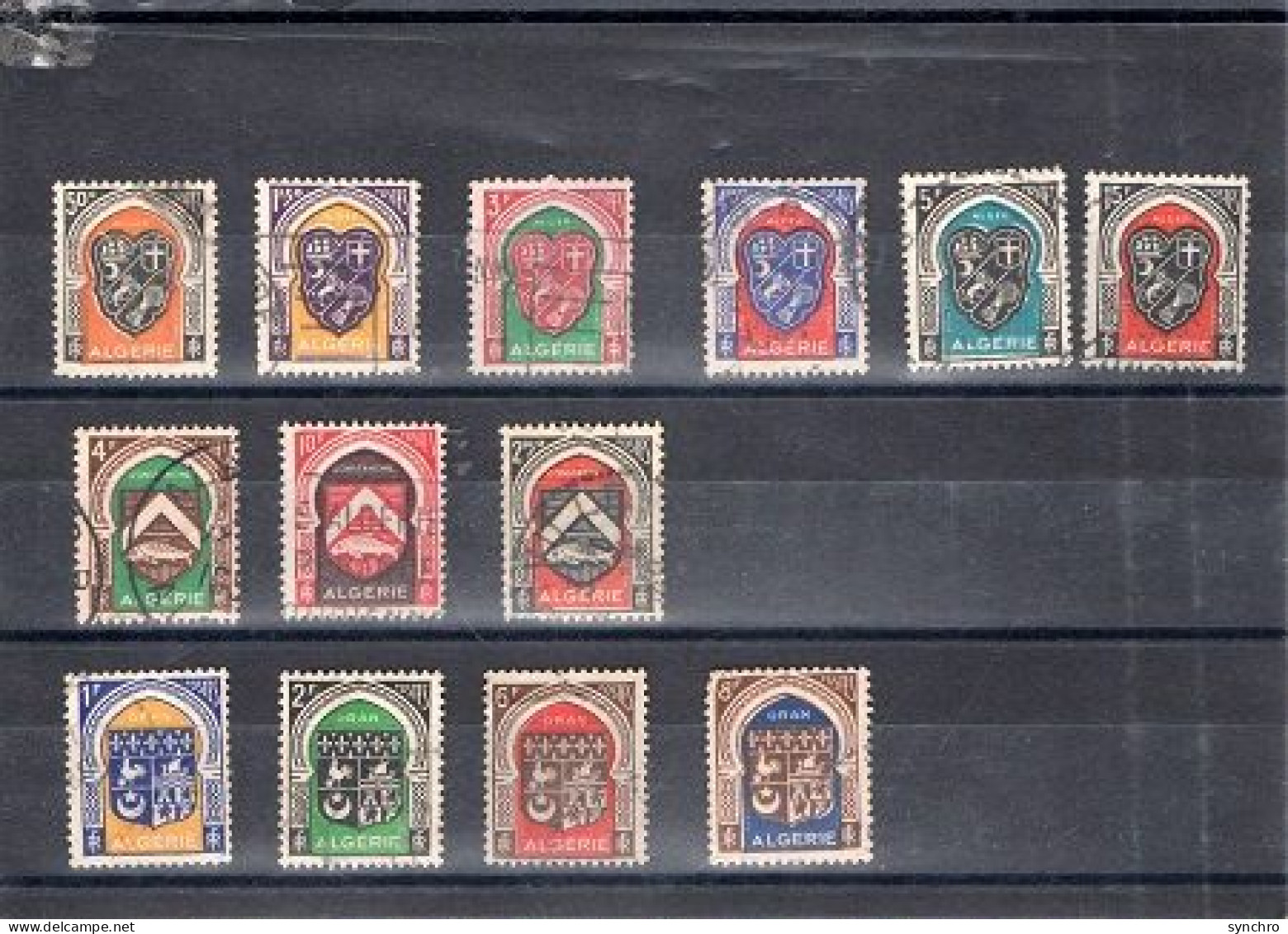 13 Ecussons  , Alger 6 Timbres  , Oran 4 T , Constantine 3 T - Oblitérés