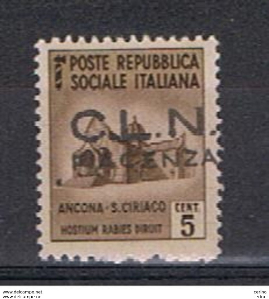 R.S.I. - C.L.N.:  1944  PIACENZA  -  EMISSIONE  NON  UFFICIALE  -  5 C. BRUNO  CHIARO  N. - Comité De Libération Nationale (CLN)