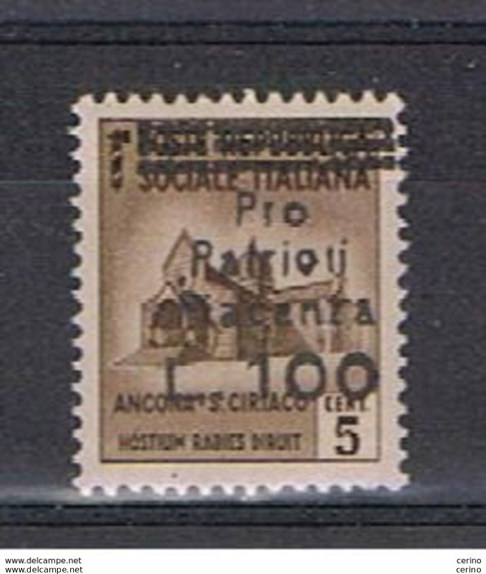 R.S.I. - C.L.N.:  1944  PRO  PATRIOTI  PIACENZA  -  EMISSIONE  NON  UFFICIALE  -  £. 100/5 C. BRUNO  CHIARO  N. - Centraal Comité Van Het Nationaal Verzet (CLN)