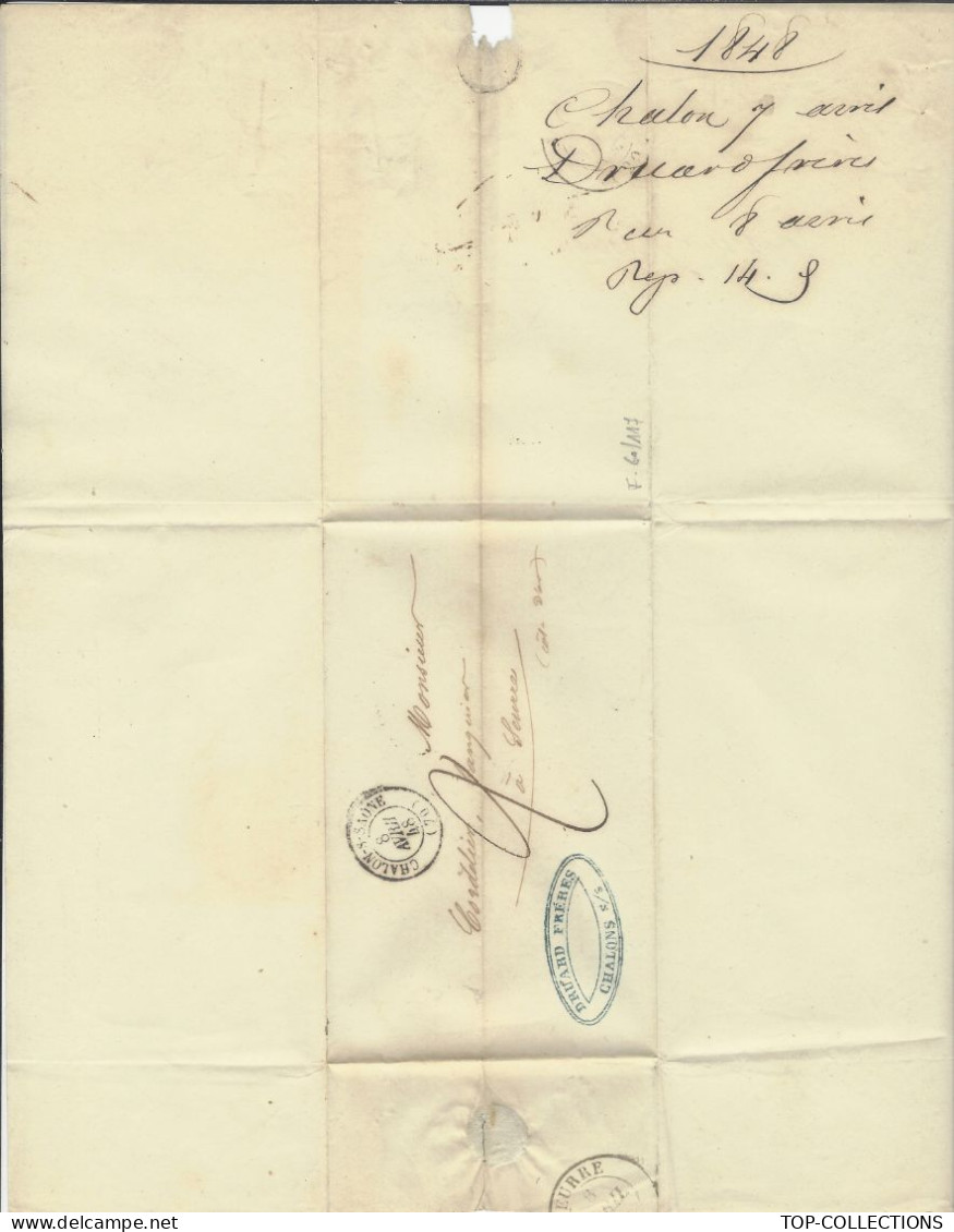 1848 LSC De Chalons S. Saône Saône Et Loire  Pour Seurre Cote D’Or V.SCANS - 1800 – 1899