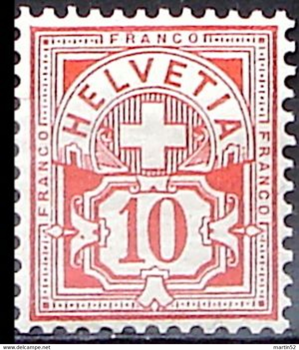 Schweiz Suisse HELVETIA 1906: Ziffer 10 C. Mit WZ I Zu 83 Mi 85 Yv 103 * Falzspur Trace De Charnière MLH (Zu CHF 7.00) - Unused Stamps