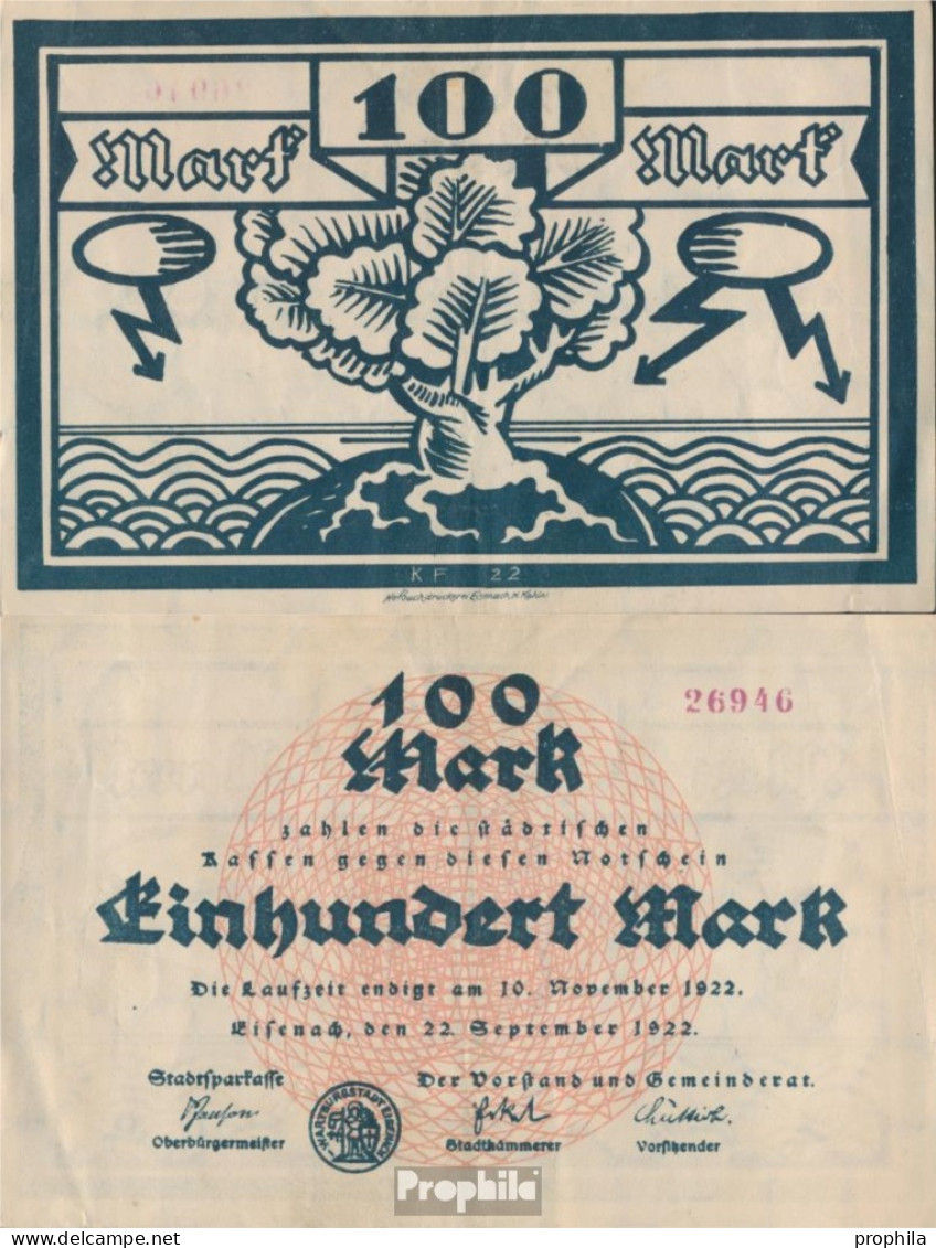 Eisenach Notgeldschein Der Stadt Eisenach Gebraucht (III) 1922 100 Mark Eisenach - 100 Mark