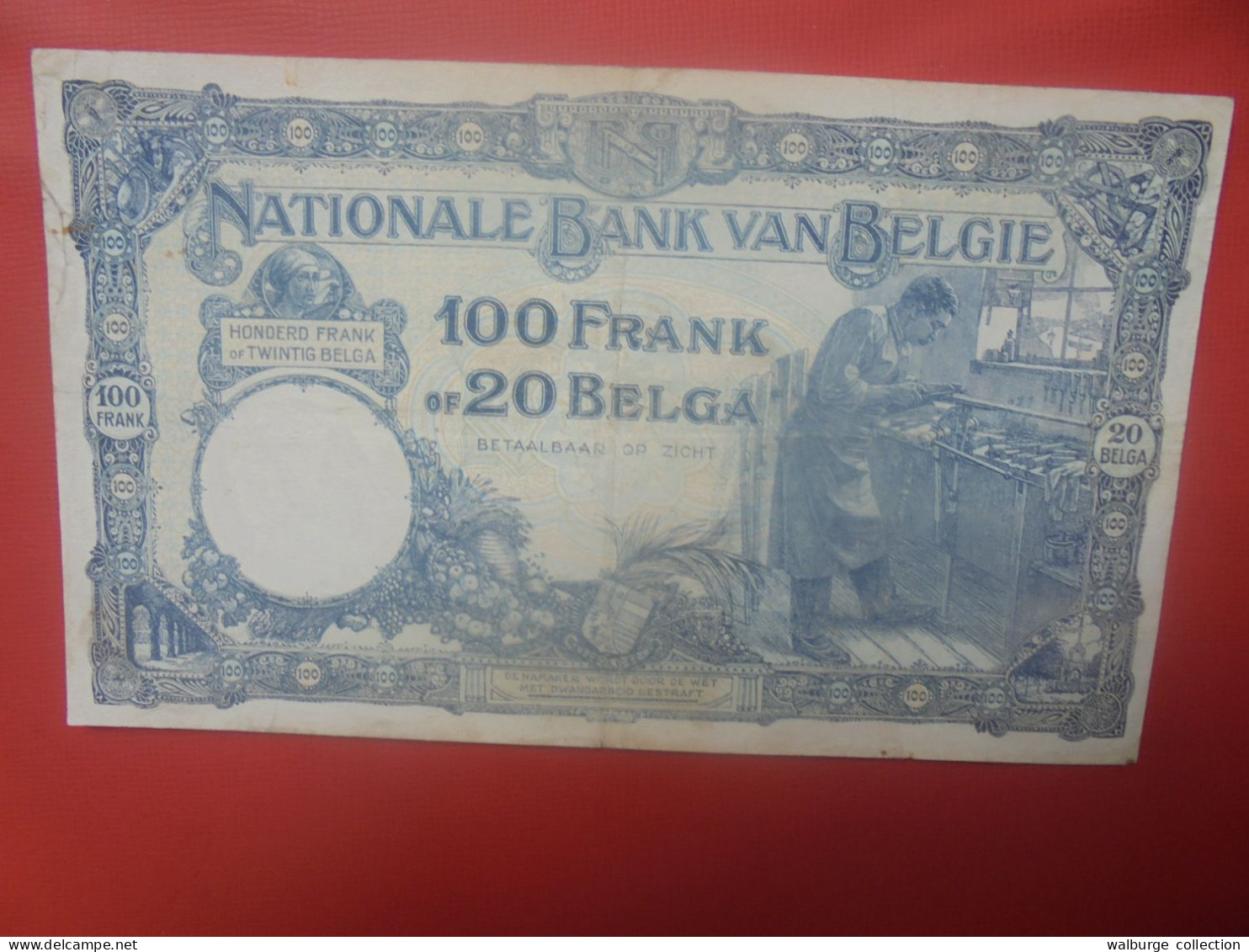 BELGIQUE 100 Francs 1-10-1927 Circuler (B.18) - 100 Francs & 100 Francs-20 Belgas