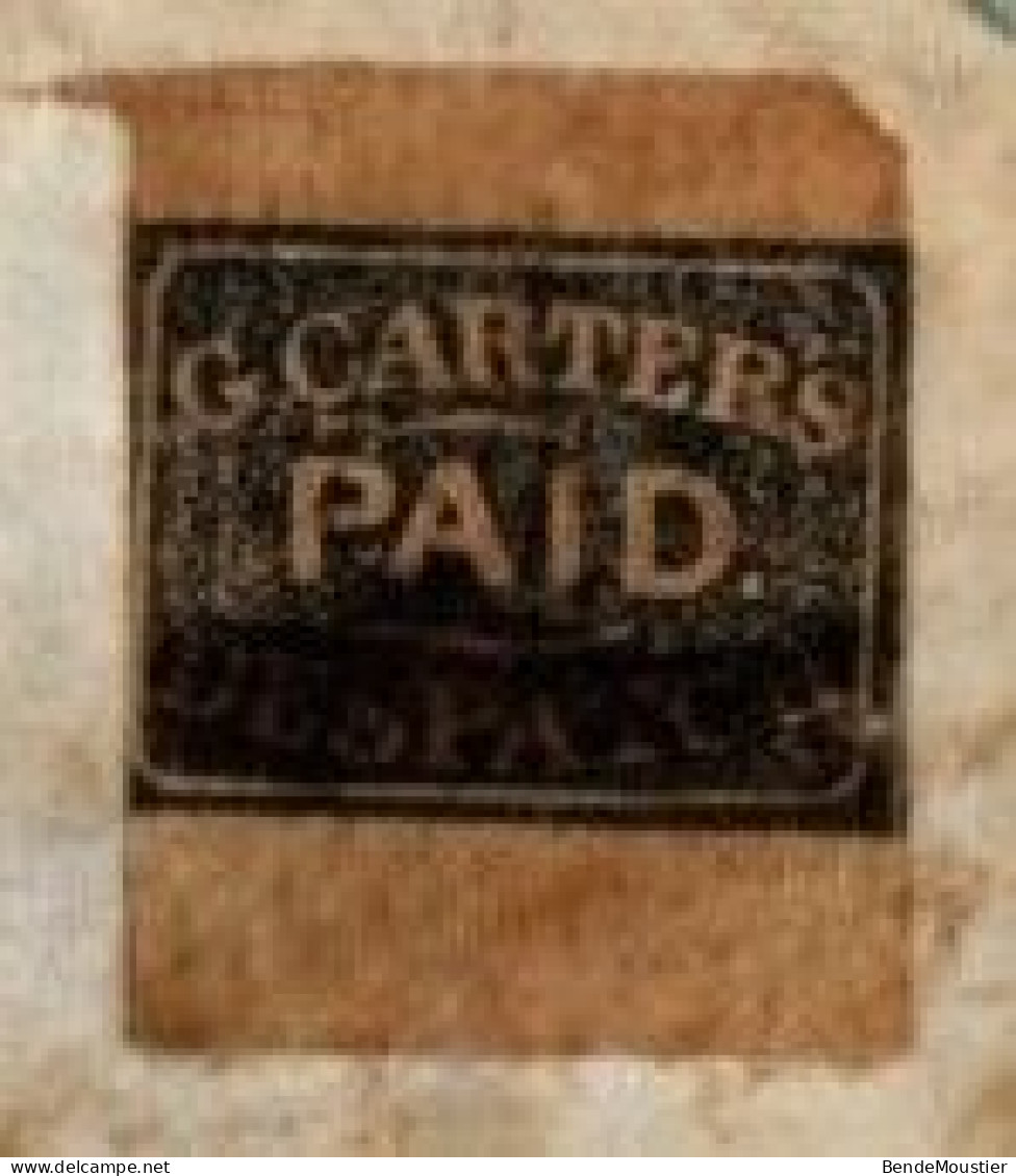 (R132) USA Scott # 36 L1 - Piece Of Cover - Blue Cancel - G' Carter's  Dispatch (L101) Black On Ribbed Paper 1849-1851 - Locals & Carriers