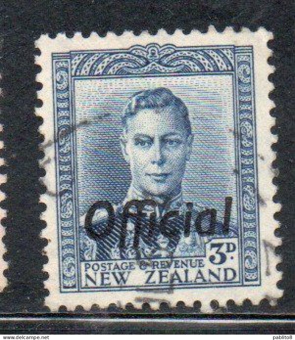 NEW ZEALAND NUOVA ZELANDA 1941 OFFICIAL STAMPS KING GEORGE VI OVERPRINTED 3p USED USATO OBLITERE' - Usados