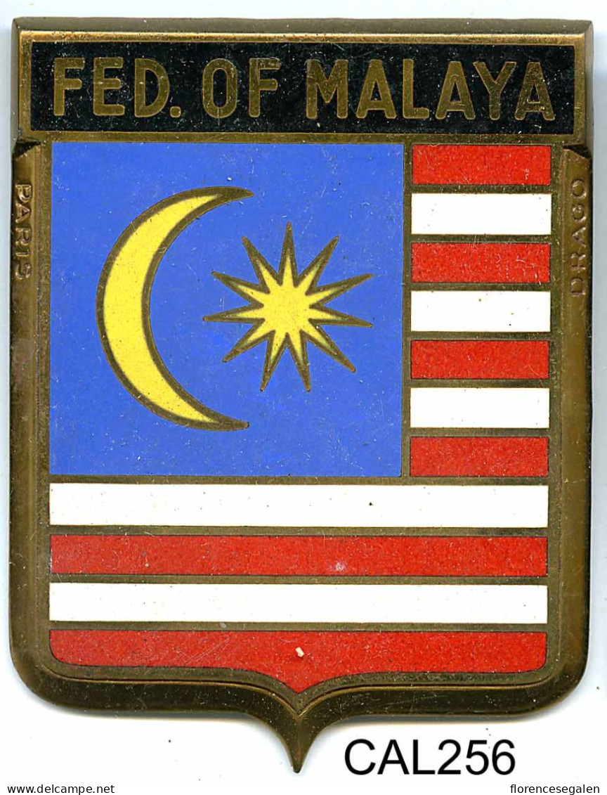 CAL256 - PLAQUE CALANDRE AUTO - FED OF MALAYA - Enameled Signs (after1960)