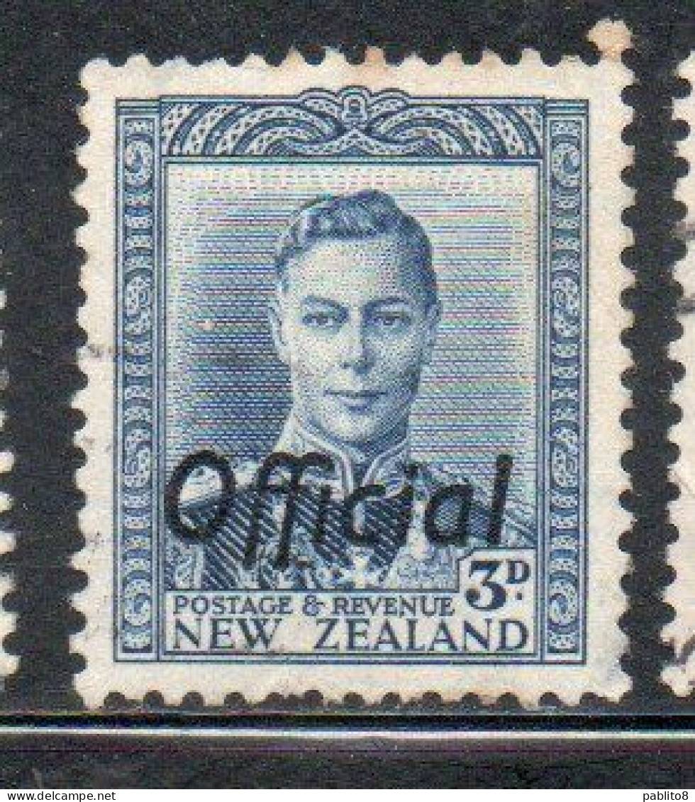 NEW ZEALAND NUOVA ZELANDA 1941 OFFICIAL STAMPS KING GEORGE VI OVERPRINTED 3p USED USATO OBLITERE' - Used Stamps