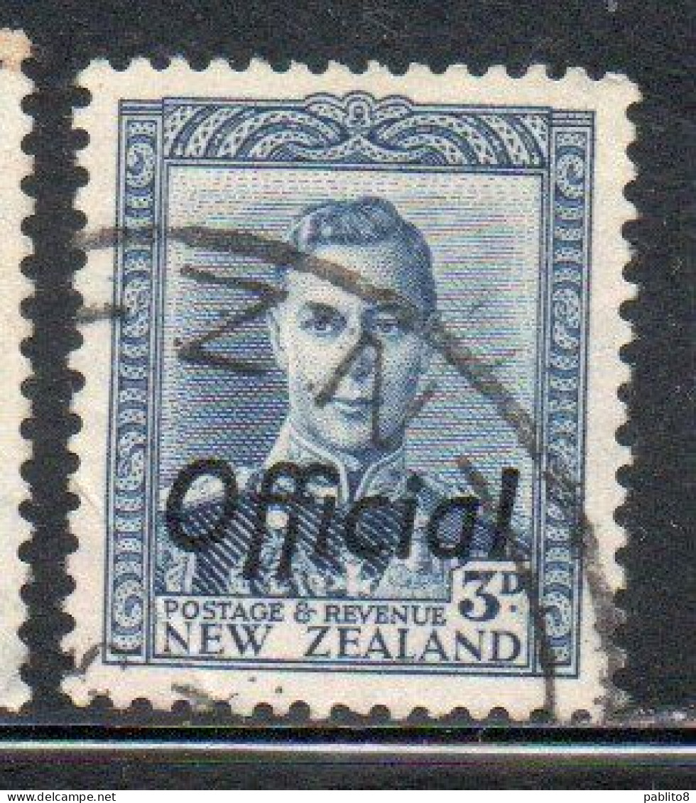 NEW ZEALAND NUOVA ZELANDA 1941 OFFICIAL STAMPS KING GEORGE VI OVERPRINTED 3p USED USATO OBLITERE' - Usati