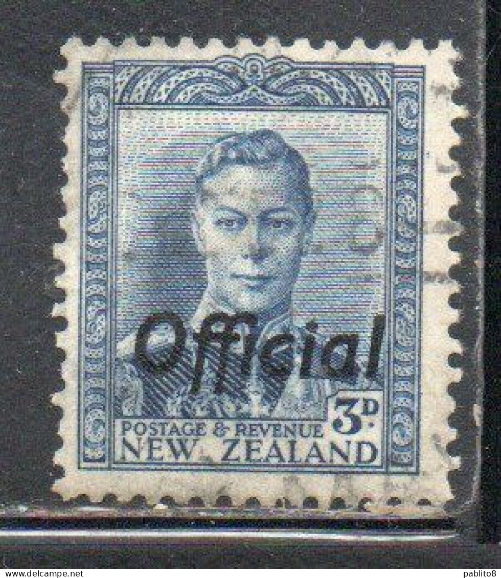 NEW ZEALAND NUOVA ZELANDA 1941 OFFICIAL STAMPS KING GEORGE VI OVERPRINTED 3p USED USATO OBLITERE' - Gebraucht