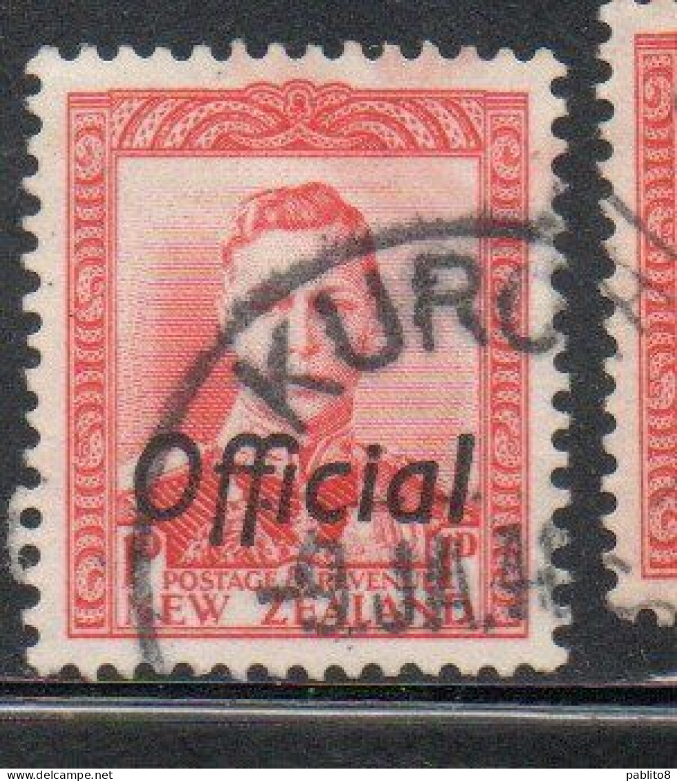 NEW ZEALAND NUOVA ZELANDA 1936 1942 1938 OFFICIAL STAMPS KING GEORGE VI OVERPRINTED 1p USED USATO OBLITERE' - Used Stamps