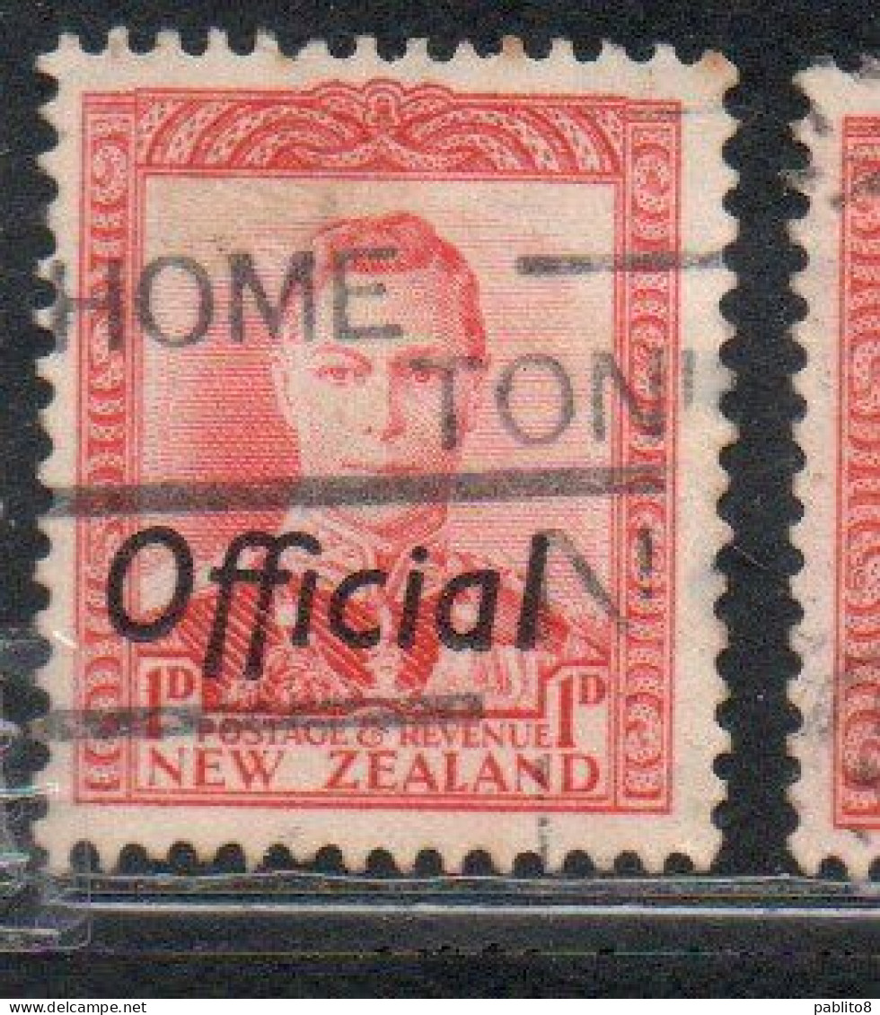 NEW ZEALAND NUOVA ZELANDA 1936 1942 1938 OFFICIAL STAMPS KING GEORGE VI OVERPRINTED 1p USED USATO OBLITERE' - Used Stamps