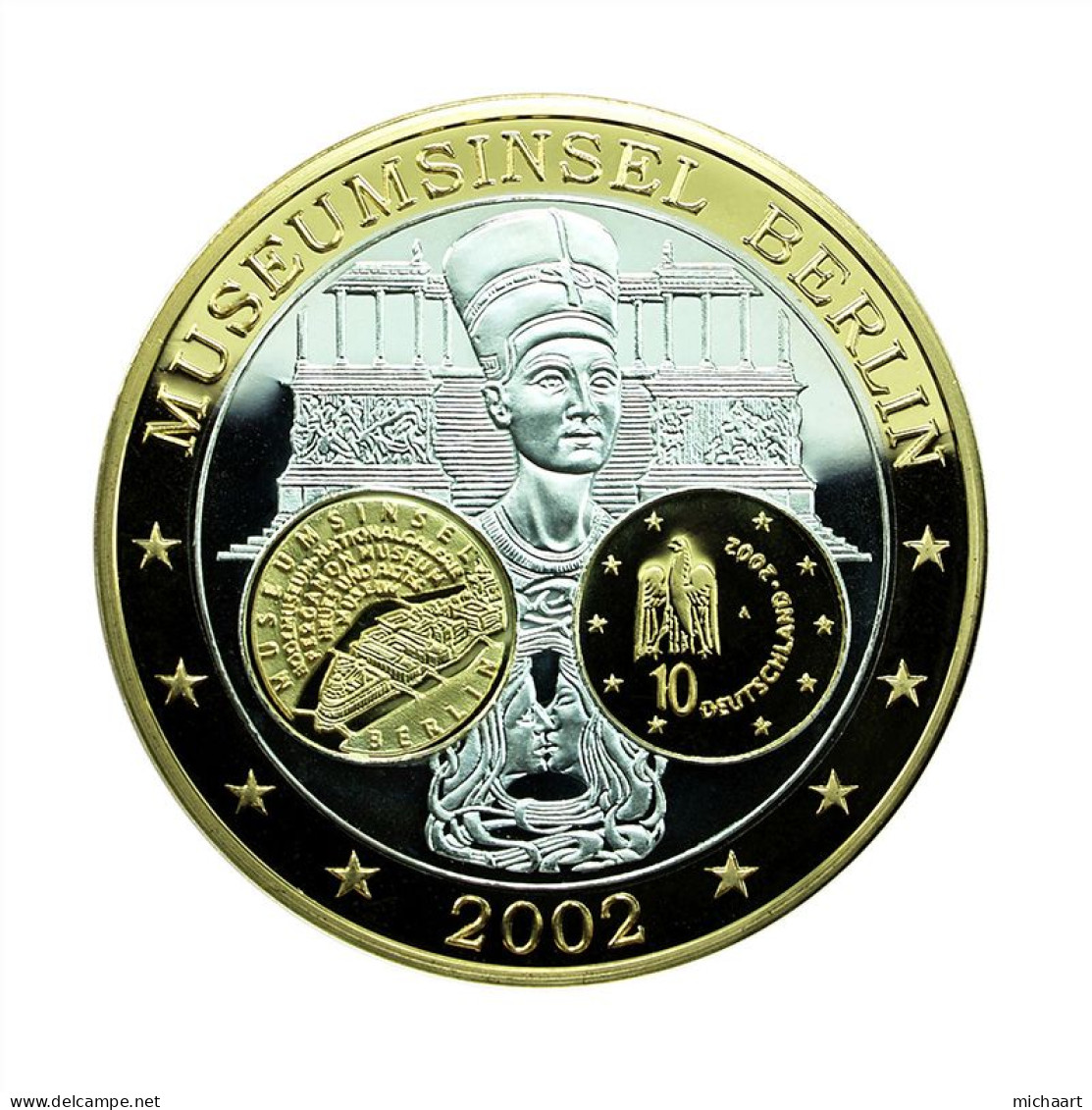 Germany 10 Euro Coin 2002 Silver Museum Island Berlin Nefertiti 36mm 03890 - Herdenkingsmunt