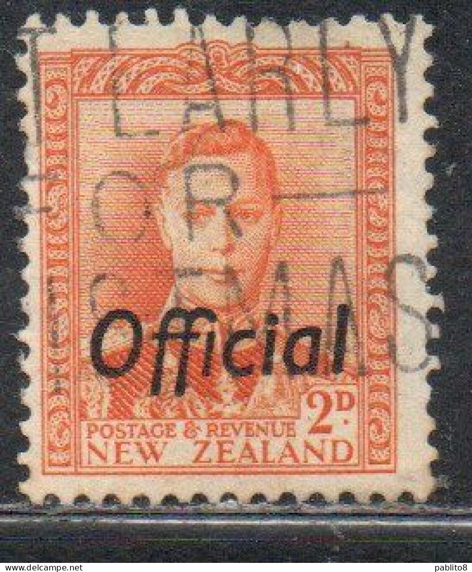 NEW ZEALAND NUOVA ZELANDA 1938 1946 OFFICIAL STAMPS KING GEORGE VI OVERPRINTED 2p USED USATO OBLITERE' - Oblitérés