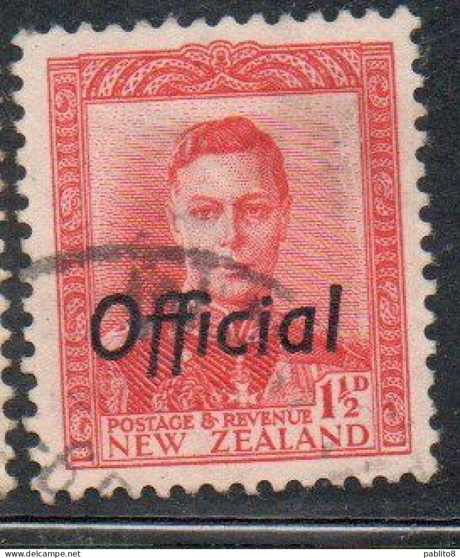 NEW ZEALAND NUOVA ZELANDA 1946 1951 OFFICIAL STAMPS KING GEORGE VI OVERPRINTED 1 1/2p USED USATO OBLITERE' - Usados