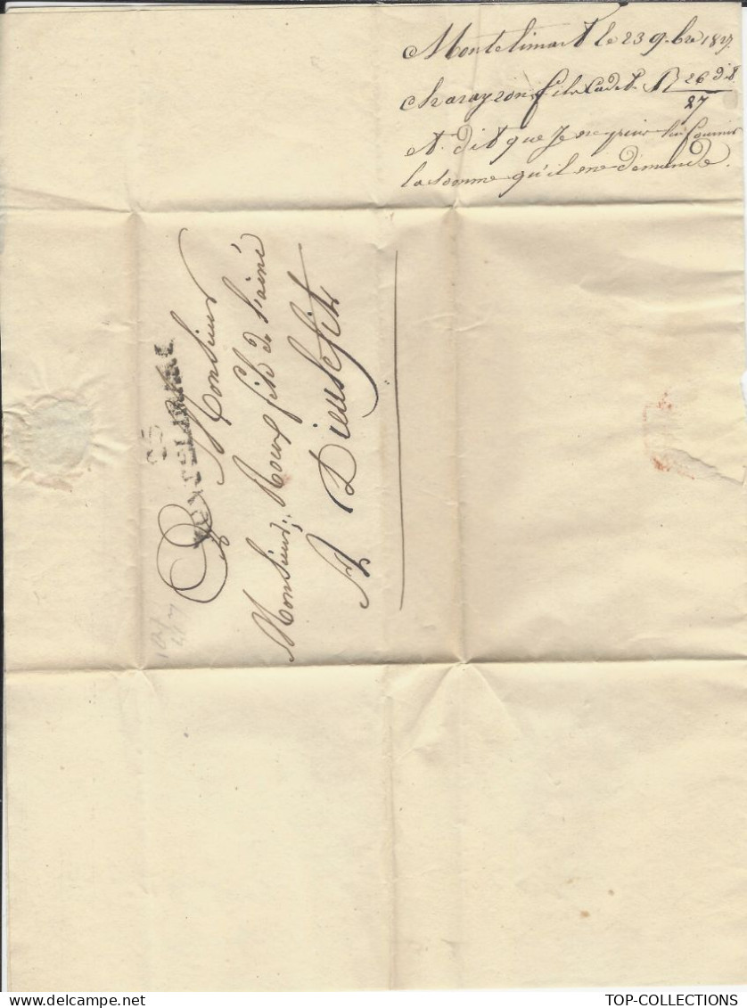 1827 Charayon Fils Cadet  à Montelimar Sign. Maçonnique Pour Roux Négociant Dieulefit Drome NEGOCE FINANCE V.HISTORIQUE - 1800 – 1899