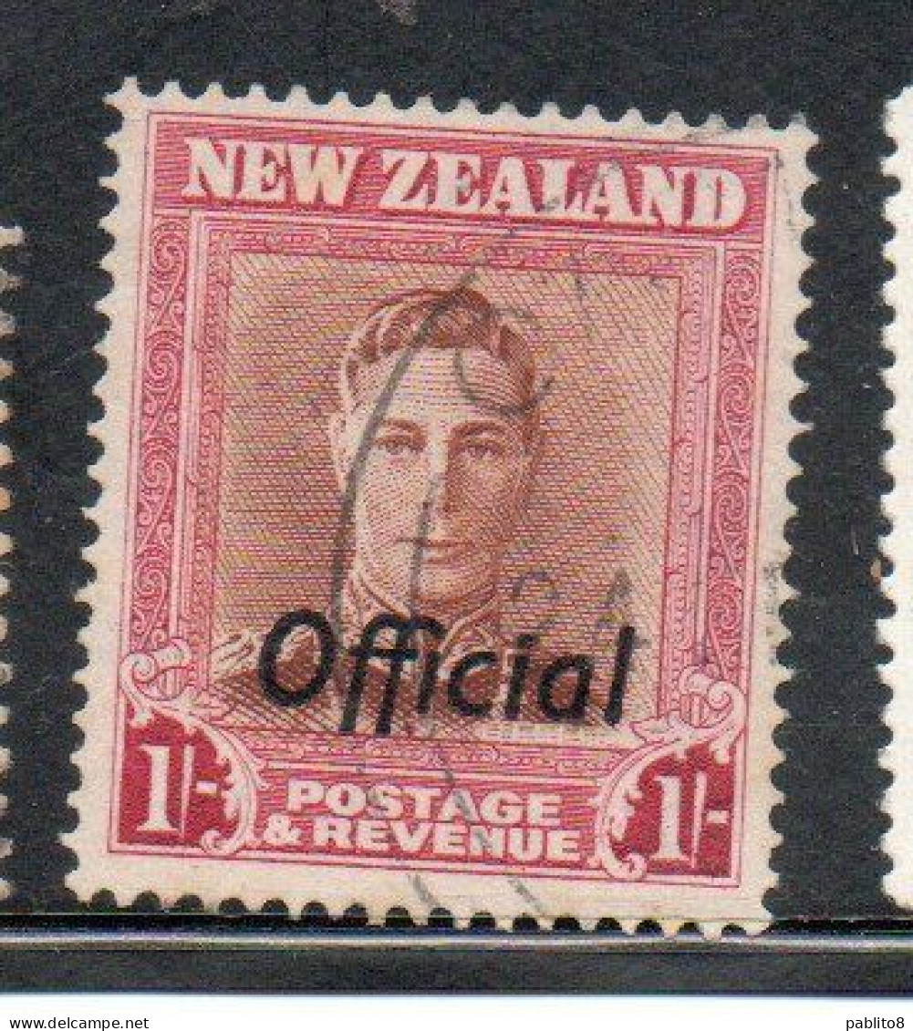 NEW ZEALAND NUOVA ZELANDA 1946 1951 OFFICIAL STAMPS KING GEORGE VI OVERPRINTED 1sh USED USATO OBLITERE' - Oblitérés