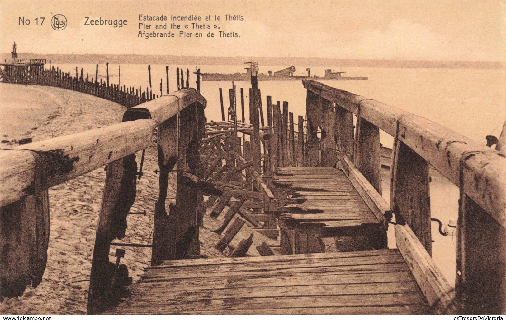 BELGIQUE - Zeebrugge - Estacade Incendiée Et Le Thétis -  Carte Postale Ancienne - Brugge