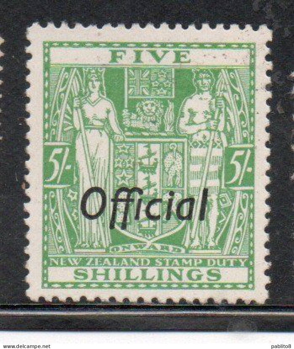 NEW ZEALAND NUOVA ZELANDA 1938 OFFICIAL STAMPS COAT OF ARMS OVERPRINTED 5sh MNH - Ongebruikt