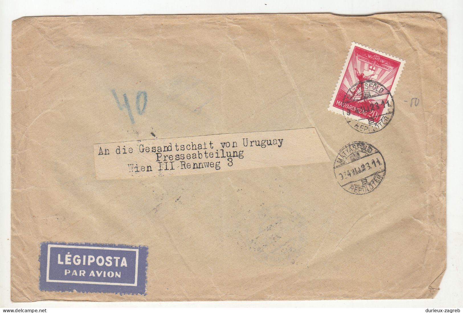 Hungary Air Mail Letter Cover Posted 1934 Matyasfold To Wien B230810 - Lettres & Documents