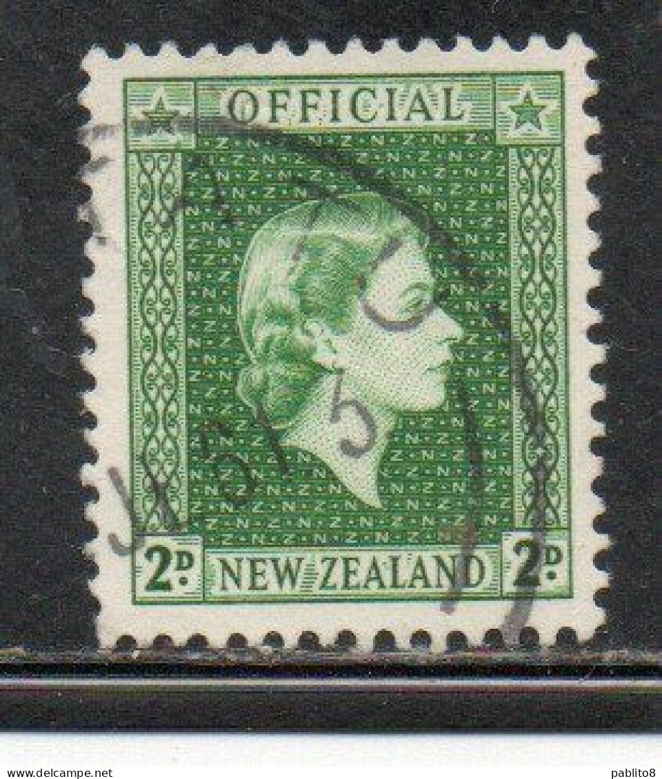 NEW ZEALAND NUOVA ZELANDA 1954 OFFICIAL STAMPS QUEEN ELIZABETH II 2p USED USATO OBLITERE' - Service